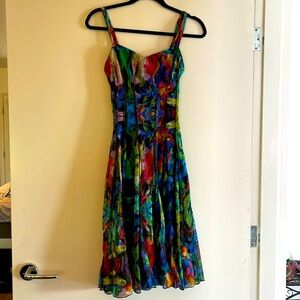 Elana Kattan vintage Y2K 90s watercolor mesh dress small unique